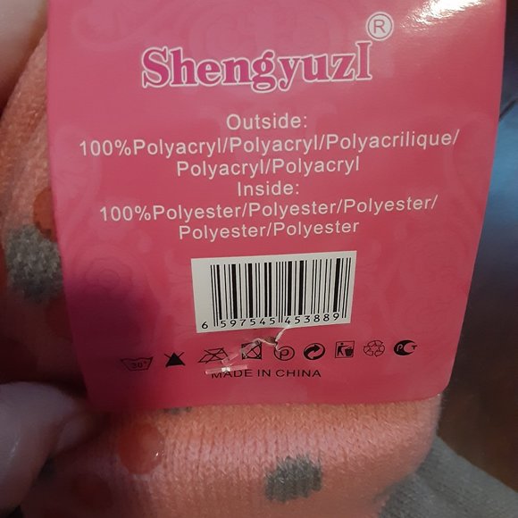 Dinosaur Child's Pink/Gray Fluffy Slipper Socks - Picture 6 of 11